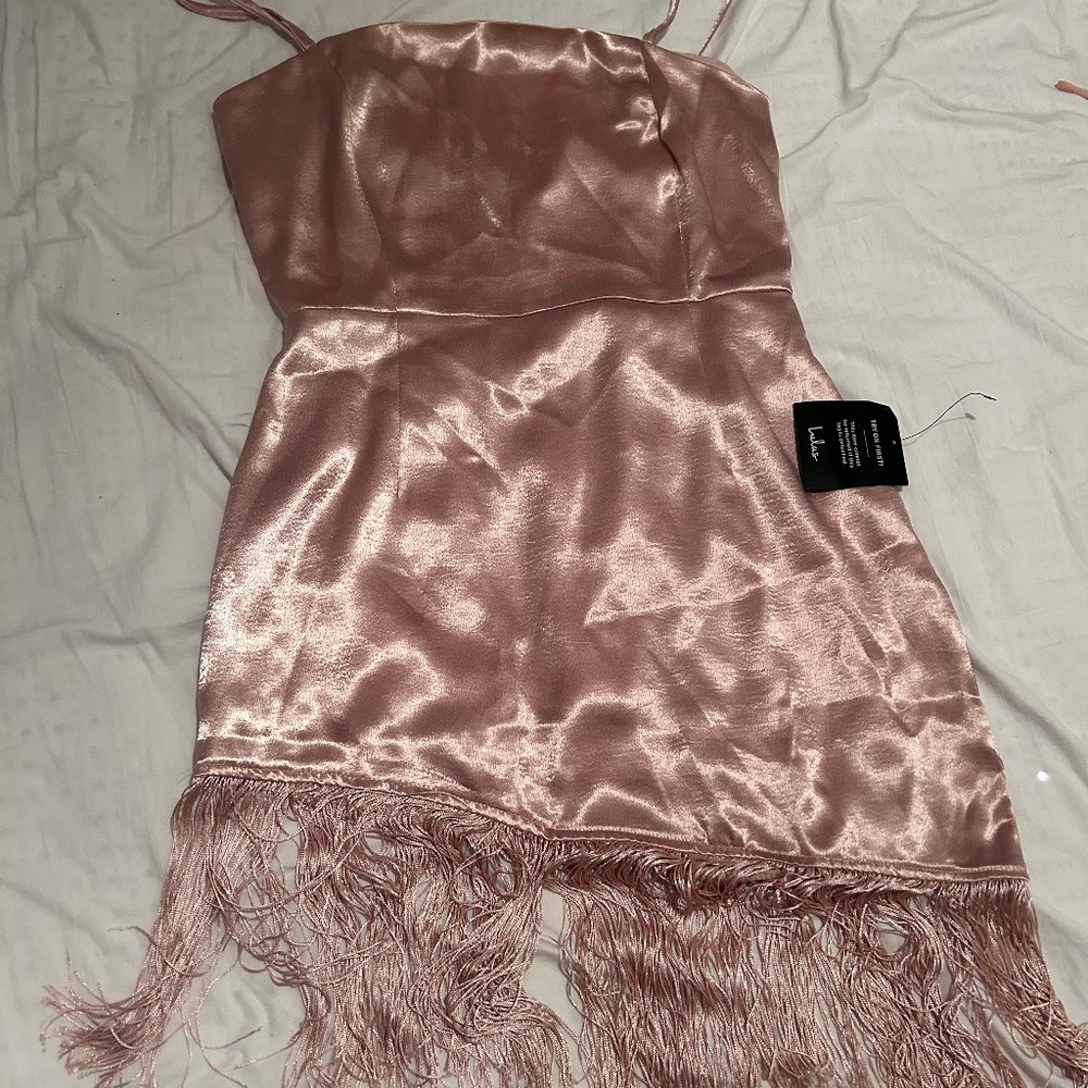 Lulu's Pink Ruffled Embellished Mini Dress